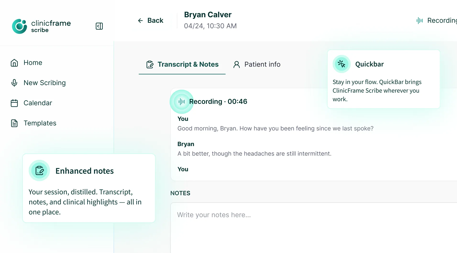 ClinicFrame product preview